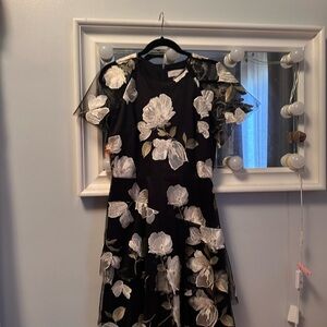 Tahari Black and White Floral Mini Dress